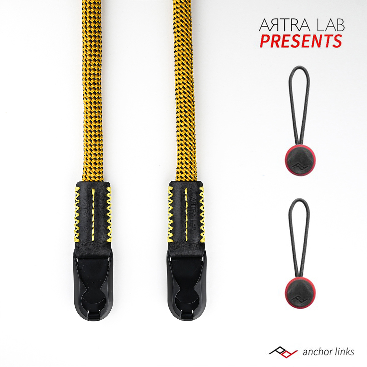 PHOTTIX x ARTRA LAB “Comfort” Hand-made Camera Strap – (Yellow Black) Anchor Link
